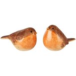 Dekoratief | Vogeltje 'Boris', oranje/bruin, keramiek, 11x6x7cm, set van 2 stuks | A255012 Dekoratief | Vogeltje 'Boris', oranje/bruin, keramiek, 11x6x7cm, set van 2 stuks | A255012