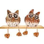 Dekoratief | Uiltje m/hangbenen 'Archie', bruin, keramiek, 6x6x6cm, set van 2 stuks | A255015 Dekoratief | Uiltje m/hangbenen 'Archie', bruin, keramiek, 6x6x6cm, set van 2 stuks | A255015