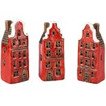 Dekoratief | Deco huisje, rood, keramiek, LED, 6x5x14cm, set van 3 stuks | A255031 Dekoratief | Deco huisje, rood, keramiek, LED, 6x5x14cm, set van 3 stuks | A255031