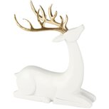 Dekoratief | Hert liggend, wit/goud, resina, 17x7x19cm | A255035 Dekoratief | Hert liggend, wit/goud, resina, 17x7x19cm | A255035