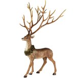 Dekoratief | Hert staand m/krans, bruin/naturel, resina, 33x23x58cm | A255038 Dekoratief | Hert staand m/krans, bruin/naturel, resina, 33x23x58cm | A255038