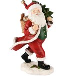 Dekoratief | Santa m/boompje/zak, rood/groen, resina, 19x13x31cm | A255042 Dekoratief | Santa m/boompje/zak, rood/groen, resina, 19x13x31cm | A255042