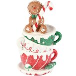 Dekoratief | Cookie op kopjes, groen/rood/wit, resina, 11x9x17cm | A255045 Dekoratief | Cookie op kopjes, groen/rood/wit, resina, 11x9x17cm | A255045