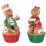 Dekoratief | Cookie op cupcake, groen/rood/wit, resina, 8x9x16cm, set van 2 stuks | A255046 Dekoratief | Cookie op cupcake, groen/rood/wit, resina, 8x9x16cm, set van 2 stuks | A255046