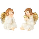 Dekoratief | Engel zittend m/hartje, wit/goud, resina, 8x10x11cm, set van 2 stuks | A255078 Dekoratief | Engel zittend m/hartje, wit/goud, resina, 8x10x11cm, set van 2 stuks | A255078