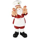Dekoratief | Santa bakker staand m/cookies, wit/rood, resina, 19x20x42cm | A255084 Dekoratief | Santa bakker staand m/cookies, wit/rood, resina, 19x20x42cm | A255084