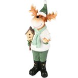 Dekoratief | Rendier staand m/vogel/huisje, groen/wit, resina, 16x12x40cm | A255085 Dekoratief | Rendier staand m/vogel/huisje, groen/wit, resina, 16x12x40cm | A255085