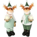 Dekoratief | Rendier staand m/boompje, groen/wit, resina, LED, 12x8x26cm, set van 2 stuks | A255086 Dekoratief | Rendier staand m/boompje, groen/wit, resina, LED, 12x8x26cm, set van 2 stuks | A255086