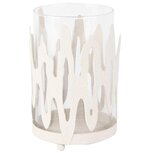 Dekoratief | Theelichthouder, wit/transparant, metaal/glas, 9x9x14cm | A255092 Dekoratief | Theelichthouder, wit/transparant, metaal/glas, 9x9x14cm | A255092