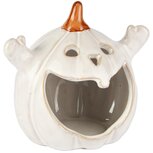 Dekoratief | Theelichthouder pompoen, wit/oranje, porselein, 12x9x11cm | A255139 Dekoratief | Theelichthouder pompoen, wit/oranje, porselein, 12x9x11cm | A255139