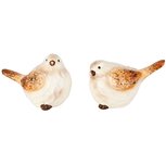 Dekoratief | Vogeltje 'Lenny', wit/bruin, keramiek, 9x5x6cm, set van 2 stuks | A255171 Dekoratief | Vogeltje 'Lenny', wit/bruin, keramiek, 9x5x6cm, set van 2 stuks | A255171
