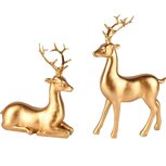 Dekoratief | Hert staand/liggend, goud, resina, 17x7x30cm, set van 2 stuks | A255203 Dekoratief | Hert staand/liggend, goud, resina, 17x7x30cm, set van 2 stuks | A255203
