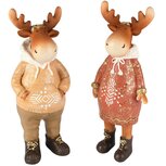 Dekoratief | Rendier staand, bruin/creme/rood, resina, 8x7x21cm, set van 2 stuks | A255206 Dekoratief | Rendier staand, bruin/creme/rood, resina, 8x7x21cm, set van 2 stuks | A255206