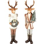 Dekoratief | Rendier soldaat staand m/krans/boompje, resina, 11x8x42cm, set van 2 stuks | A255217 Dekoratief | Rendier soldaat staand m/krans/boompje, resina, 11x8x42cm, set van 2 stuks | A255217