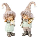 Dekoratief | Winterkindje staand, beige/blauw, resina, 6x5x18cm, set van 2 stuks | A255230 Dekoratief | Winterkindje staand, beige/blauw, resina, 6x5x18cm, set van 2 stuks | A255230