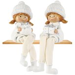 Dekoratief | Winterkindje m/hangbeentjes, wit, resina, 7x5x16cm, set van 2 stuks | A255234 Dekoratief | Winterkindje m/hangbeentjes, wit, resina, 7x5x16cm, set van 2 stuks | A255234