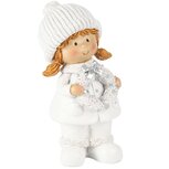 Dekoratief | Winterkindje staand m/kransje, wit/zilver, resina, 9x7x18cm | A255235 Dekoratief | Winterkindje staand m/kransje, wit/zilver, resina, 9x7x18cm | A255235