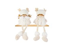 Dekoratief | Winterkindje m/hangbeentjes, wit, stof/resina, 11x6x30cm, set van 2 stuks | A255236 Dekoratief | Winterkindje m/hangbeentjes, wit, stof/resina, 11x6x30cm, set van 2 stuks | A255236