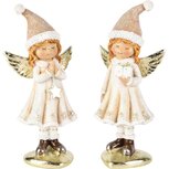 Dekoratief | Engeltje staand m/ster, wit/goud, resina, 8x5x16cm, set van 2 stuks | A255239 Dekoratief | Engeltje staand m/ster, wit/goud, resina, 8x5x16cm, set van 2 stuks | A255239
