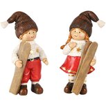 Dekoratief | Winterkindje staand m/ski's, rood/wit, resina, 7x5x16cm, set van 2 stuks | A255241 Dekoratief | Winterkindje staand m/ski's, rood/wit, resina, 7x5x16cm, set van 2 stuks | A255241