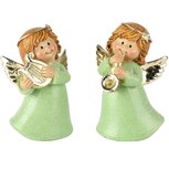 Dekoratief | Engeltje staand m/instrument, groen, resina, 7x5x11cm, set van 2 stuks | A255243 Dekoratief | Engeltje staand m/instrument, groen, resina, 7x5x11cm, set van 2 stuks | A255243
