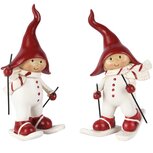 Dekoratief | Winterkindje op ski's, wit/rood, resina, 8x7x12cm, set van 2 stuks | A255246 Dekoratief | Winterkindje op ski's, wit/rood, resina, 8x7x12cm, set van 2 stuks | A255246