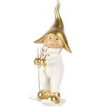 Dekoratief | Winterkindje op ski's, wit/goud, resina, 10x9x22cm | A255247 Dekoratief | Winterkindje op ski's, wit/goud, resina, 10x9x22cm | A255247