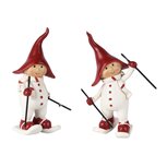 Dekoratief | Winterkindje op ski's, wit/rood, resina, 5x4x11cm, set van 2 stuks | A255249 Dekoratief | Winterkindje op ski's, wit/rood, resina, 5x4x11cm, set van 2 stuks | A255249