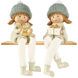 Dekoratief | Winterkindje m/hangbeentjes, groen/blauw, resina, 7x5x16cm, set van 2 stuks | A255251 Dekoratief | Winterkindje m/hangbeentjes, groen/blauw, resina, 7x5x16cm, set van 2 stuks | A255251
