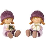 Dekoratief | Winterkindje zittend m/ster, lila/paars, resina, 5x5x7cm, set van 2 stuks | A255253 Dekoratief | Winterkindje zittend m/ster, lila/paars, resina, 5x5x7cm, set van 2 stuks | A255253