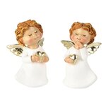 Dekoratief | Engeltje staand m/hartje, wit/goud, resina, 5x3x8cm, set van 2 stuks | A255261 Dekoratief | Engeltje staand m/hartje, wit/goud, resina, 5x3x8cm, set van 2 stuks | A255261
