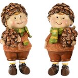 Dekoratief | Herfstkindje staand m/dennenappel, resina, 6x6x11cm, set van 2 stuks | A255267 Dekoratief | Herfstkindje staand m/dennenappel, resina, 6x6x11cm, set van 2 stuks | A255267