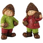 Dekoratief | Herfstkindje staand m/dennenappel, resina, 10x6x17cm, set van 2 stuks | A255269 Dekoratief | Herfstkindje staand m/dennenappel, resina, 10x6x17cm, set van 2 stuks | A255269