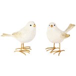 Dekoratief | Vogeltje 'Kenny', wit/goud, resina, 10x6x9cm, set van 2 stuks | A255275 Dekoratief | Vogeltje 'Kenny', wit/goud, resina, 10x6x9cm, set van 2 stuks | A255275