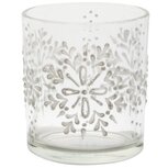 Dekoratief | Theelichthouder 'Winter Flake', transparant/wit, glas, 7x7x8cm | A255289 Dekoratief | Theelichthouder 'Winter Flake', transparant/wit, glas, 7x7x8cm | A255289