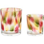 Dekoratief | Set 2 theelichthouders 'Multi Color Smudge', glas, 9x9x10cm | A255297 Dekoratief | Set 2 theelichthouders 'Multi Color Smudge', glas, 9x9x10cm | A255297