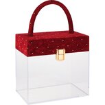 Dekoratief | Koffertje, rood/transparant, velvet/acryl, 17x10x16/26cm | A255308 Dekoratief | Koffertje, rood/transparant, velvet/acryl, 17x10x16/26cm | A255308