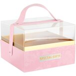 Dekoratief | Doos m/handvat vierkant, roze/transparant, velvet/acryl, 20x20x14cm | A255315 Dekoratief | Doos m/handvat vierkant, roze/transparant, velvet/acryl, 20x20x14cm | A255315