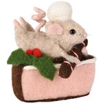 Dekoratief | Gebakje m/muis liggend, roze/bruin, stof, 5x9x8cm | A255335 Dekoratief | Gebakje m/muis liggend, roze/bruin, stof, 5x9x8cm | A255335