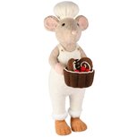 Dekoratief | Bakkersmuis staand m/gebakjes, bruin/wit/roze, stof, 18x25x57cm | A255339 Dekoratief | Bakkersmuis staand m/gebakjes, bruin/wit/roze, stof, 18x25x57cm | A255339