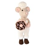 Dekoratief | Bakkersmuis staand m/donut, bruin/wit/roze, stof, 14x18x41cm | A255340