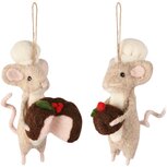 Dekoratief | Hanger muis m/gebakje, roze/bruin, stof, 9x10x16cm, set van 2 stuks | A255341 Dekoratief | Hanger muis m/gebakje, roze/bruin, stof, 9x10x16cm, set van 2 stuks | A255341