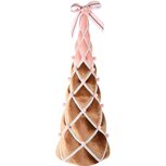 Dekoratief | Kegel vorm m/strikje, bruin/roze, stof, 21x21x58cm | A255354