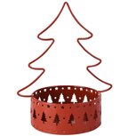 Dekoratief | Bakje ovaal m/kerstboom, rood, metaal, 17x12x20cm | A255387 Dekoratief | Bakje ovaal m/kerstboom, rood, metaal, 17x12x20cm | A255387