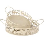 Dekoratief | Set 2 dienbladen m/herten, crème, metaal, 33x25x8cm | A255391 Dekoratief | Set 2 dienbladen m/herten, crème, metaal, 33x25x8cm | A255391