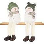 Dekoratief | Sneeuwman m/hangbenen, wit/groen, TC, 6x6x10cm, set van 2 stuks | A255409 Dekoratief | Sneeuwman m/hangbenen, wit/groen, TC, 6x6x10cm, set van 2 stuks | A255409