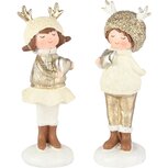 Dekoratief | Winterkindje staand m/ster/hartje, wit/goud, resina, 6x6x16cm, set van 2 stuks | A255419 Dekoratief | Winterkindje staand m/ster/hartje, wit/goud, resina, 6x6x16cm, set van 2 stuks | A255419