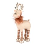 Dekoratief | Rendier staand m/fluffy kraag, bruin/roze/goud, resina, 8x4x16cm | A255425 Dekoratief | Rendier staand m/fluffy kraag, bruin/roze/goud, resina, 8x4x16cm | A255425