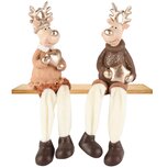 Dekoratief | Rendier m/hangbenen, bruin/goud, resina, 5x5x11cm, set van 2 stuks | A255426 Dekoratief | Rendier m/hangbenen, bruin/goud, resina, 5x5x11cm, set van 2 stuks | A255426