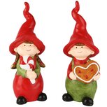 Dekoratief | Kindje m/lolly/hartje, rood/groen, resina, 9x8x24cm, set van 2 stuks | A255429 Dekoratief | Kindje m/lolly/hartje, rood/groen, resina, 9x8x24cm, set van 2 stuks | A255429
